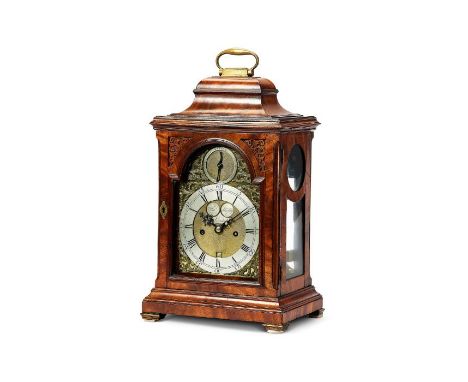 A good George III mahogany bell top bracket clock by Thomas Haley, LondonThe ogee moulded cornice with gilt brass swing handl