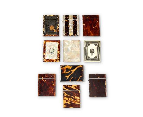 A group of ten 19th century tortoiseshell and / or mother of pearl card cases Each 8cm wide, 11cm high. (10)N.B: This lot is 