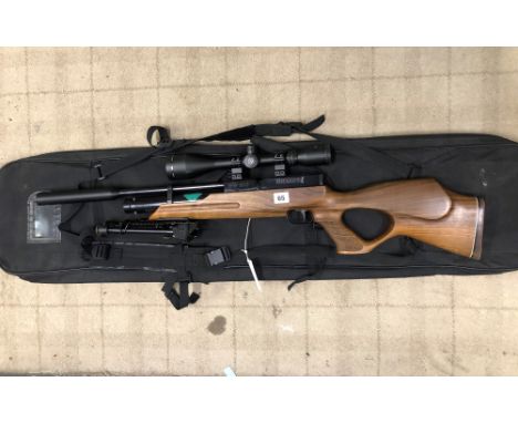 A WEIHRAUCH HW100 SPORT .177 PRE CHARGED AIR RIFLE. SERIAL NUMBER 1979854 COMPLETE WITH SCOPE AND AIR CYLINDER.&nbsp;