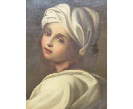19TH CENTURY- AFTER GUIDO RENI ( 16TH/17TH CENTURY) PORTRAIT OF BEATRICE CENCI. SHE WEARS WHITE, OIL ON CANVAS.&nbsp; &nbsp;6