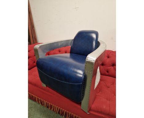 A VINTAGE 1950'S STYLE ALLOY AVIATION INSPIRED RETRO ARMCHAIR