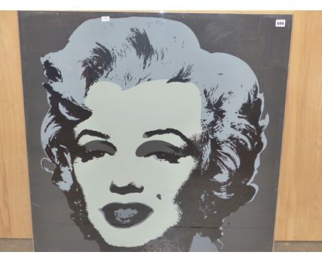 AFTER ANDY WARHOL, (NACH) MARILYN MONROE, A PRINT IN TONES OF GREY AND BLACK. PUBLISHED BY SUNDAY MORNING B.  94 x 92cms