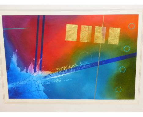 ERIC HEWITSON (B. 1966), ARR- PARABIM V, A PENCIL SIGNED ABSTRACT PRINT DATED 1999. 58.5 x 85cms.