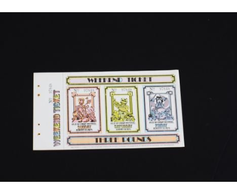 Isle Of Wight Festival, Original three day ticket for 1970 festival, line up included Jimi Hendrick, The Who, Free, Jethro Tu