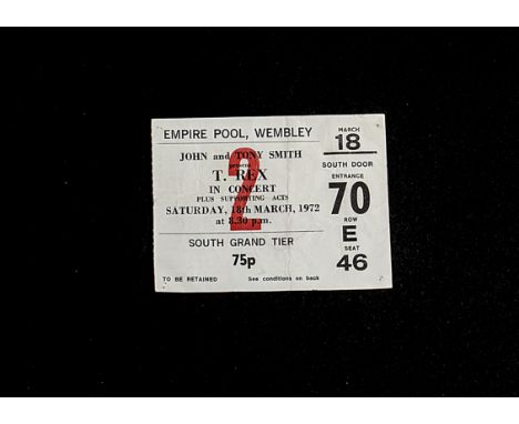 Marc Bolan / T.Rex, concert ticket for the Wembley Empire Pool , London Saturday 18th March 1972 