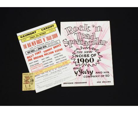 Billy Fury, Original souvenir programme and flyer / handbill plus ticket stub for 'The Big New Rock 'N' Trad Show' The Gaumon