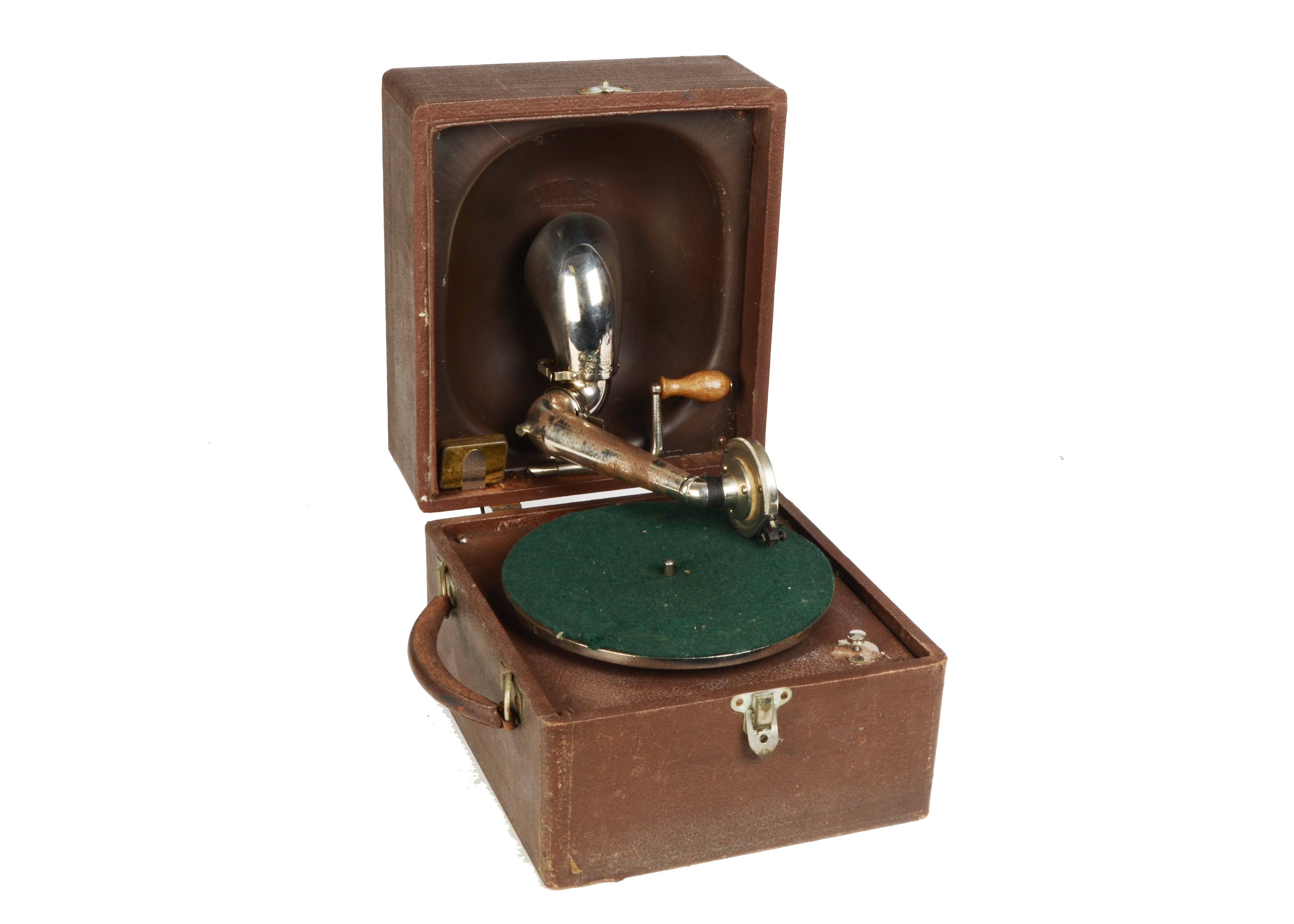 Portable Gramophone: A Decca Junior, In Brown Case With Crescendo ...