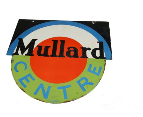 Enamel sign: Mullard Centre, a hanging enamel sign with semi-circular lower half – 17 x 18 in. 