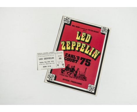 Led Zeppelin, Original programme and ticket for Earls Court, London 1975, both in very good condition 