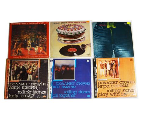 Rolling Stones, twelve Russian release Rolling Stones LPs including duplicates  Let It Bleed, Sticky Fingers and others, vari