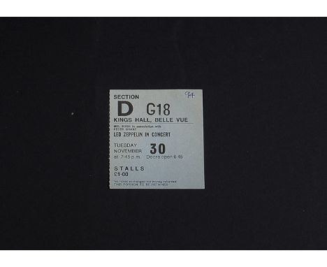 Led Zeppelin, Original ticket stub for The Kings Hall, Belle Vue Manchester, Tuesday November 30th 1971, in excellent conditi