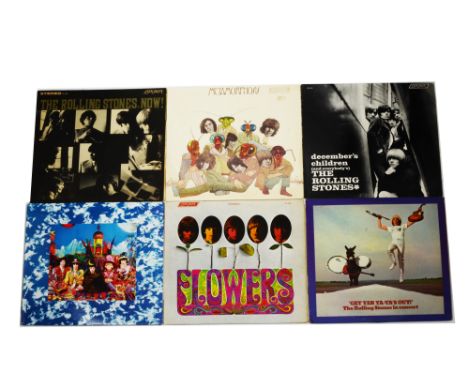 Rolling Stones, sixteen USA release Rolling Stones LPs. Mainly reissues including Flowers, Now!, Satanic Majesties, Metamorph