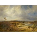 Christian Ernst Bernhard Morgenstern: Weite Flusslandschaft mit Hirten und Wanderern