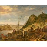 Herman Saftleven: Beladung eines Fluss-Schiffes mit Ballen und Fässern