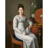 Heinrich Christoph Kolbe: Porträt einer jungen Frau am Nähtisch