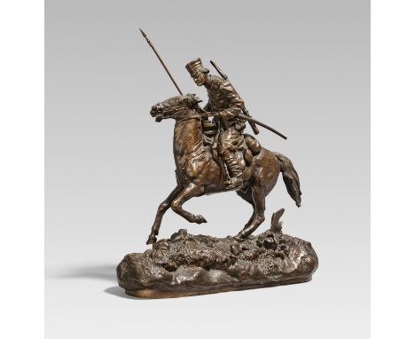 GRATSCHEFF, ALEXEI PETROVICH1780 - 1850 MoskauTitel: Soldat zu Pferd. Technik: Bronze. Maße: 33x29x11cm. Bezeichnung: Kyrilli