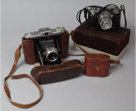 A Boxed Vintage Comet 5 Camera Together with a Leather Cased Zeiss Ikon Nettar and Light Meter