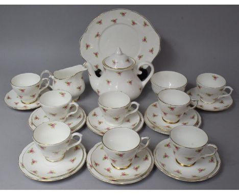 A Collection of Rose Patterned Teawares to comprise Heron Cross Pottery Teapot, Crown Examples to include Cake Plate, Milk Ju