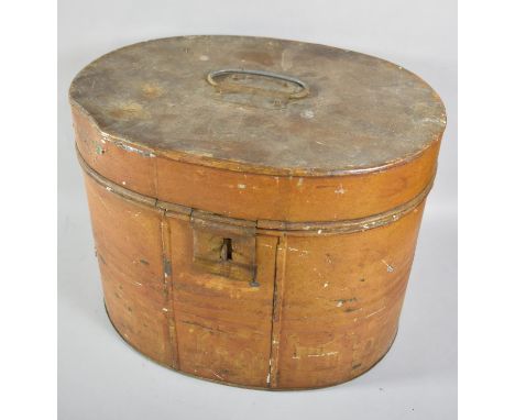 A Vintage Oval Scumble Glazed Metal Hat Box, 38cm Wide 
