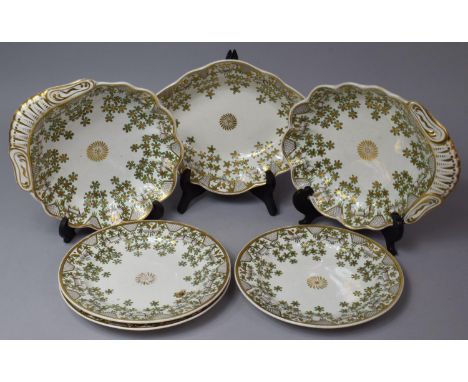 A Part Late 19th Century Spode Fruit Set Comprising Three Plates, Two Serving Dishes and Lozenge Shaped Bowl 
