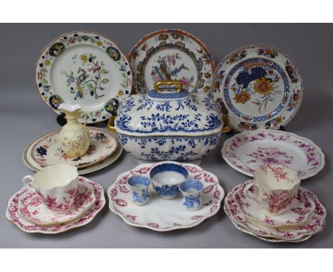 A Collection of Various 19th Century and Later Ceramics to comprise Various Ironstone Imari Pattern Plates, Large Lidded Blue