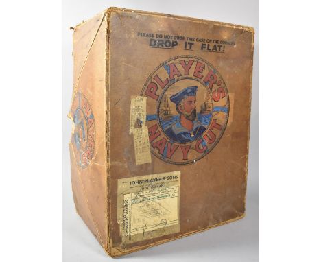 A Vintage Cardboard Packing Case for Players Navy Cut Cigarette with GWR Labels, 49x38x24cm 