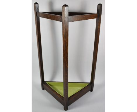 An Edwardian Oak Triangular Stick Stand, 43cm wide 