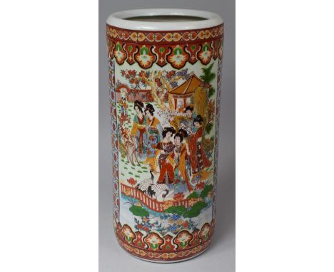 A Late 20th Century Oriental Cylindrical Stick Stand, 46cm high 
