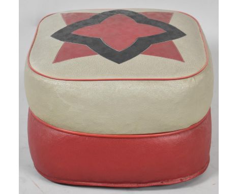 A 1950's Square Leather Effect Pouffe, 39cm Square 