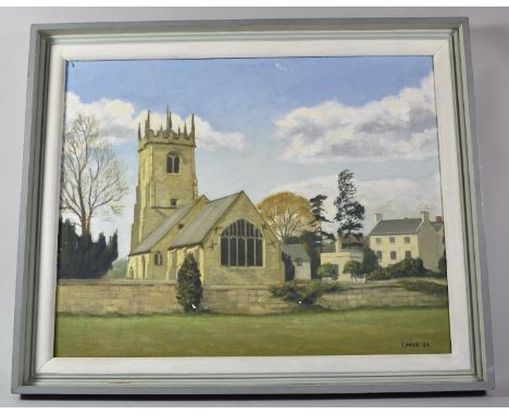 A Framed Oil on Board Depicting Church Signed R Dare - 65, 49x40cm 