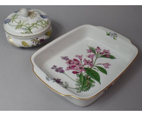 Two Pieces Pieces of Spode Oven to Table Dinner Wares to Include Stafford  Flowers Lidded Pot and Rectangular Dish 