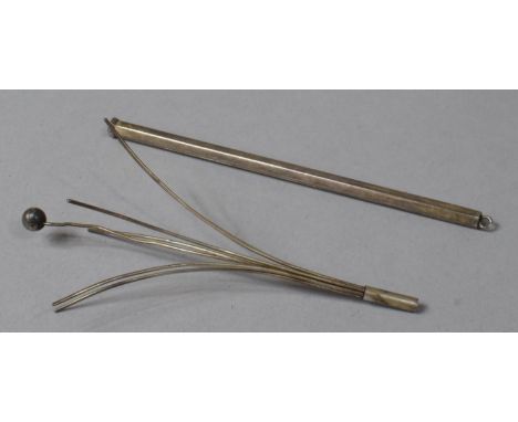 A Silver Swizzle Stick, Birmingham Hallmark, 9cm Long 