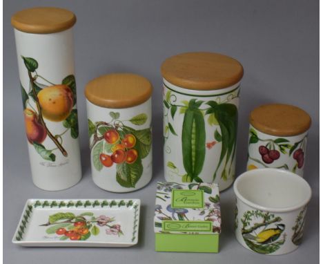 A Collection of Various Portmeirion to comprise Two Pomona Storage Jars, Two Summerfruit Storage Jars, Birds of Britain Pot a