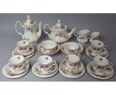 A Royal Albert Lavender Rose Teaset to comprise Teapot, Coffee Pot, Two Milk Jugs, Two Sugar Bowls, Two Bowls, Six Cups, Six 