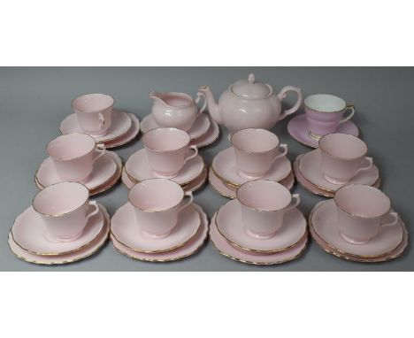 A Collection of Pink and Gilt Decorated Teawares to Comprise Set of Twelve Saucers, Tens Side Plates, Nine Cups (Some with Ch