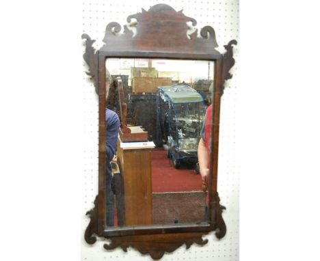 A 19th century Chippendale style mahogany fret carved wall mirror, 76 x 45cm