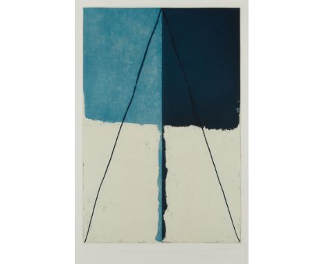 Shoichi Ida (Japanese, 1941-2006). Color etching with chine colle titled "Between Vertical and Horizontal San Pablo Avenue No