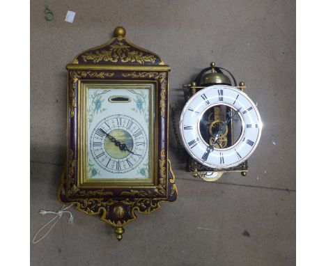 A Maltese wall hanging clock and a hanging skeleton clock 