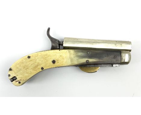 Mid-19th century James Rodgers Sheffield 160-bore (approx. 25cal.) percussion knife pistol with twin folding blades, known as