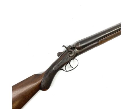 Blake &amp; Beeley of Mansfield 12-bore side-by-side double barrel hammer shotgun with top lever action, 76.5cm barrels, waln