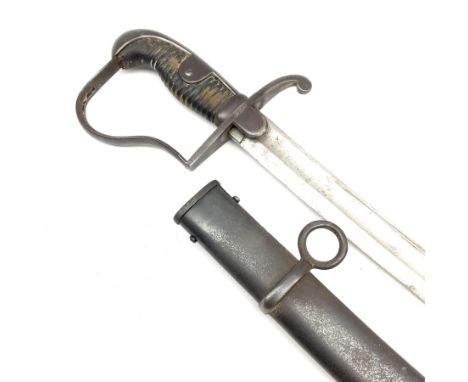 German mounted artillery sabre with 76cm curving fullered steel blade, langet stamped 1920 for Versailles Treaty, steel hilt 