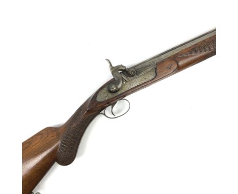 19th century continental 20-bore single barrel percussion musket with 85.5cm barrel inscribed K.D.L.No.1855, raised rib and f
