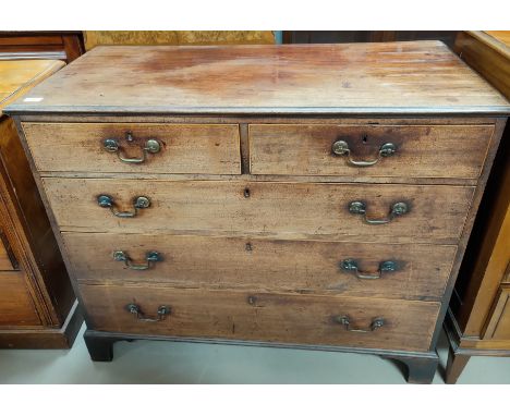 Georgian mahogany chest of 3 long and 2 short drawers with brass swan neck handles and bracket feet width 108 cm 
