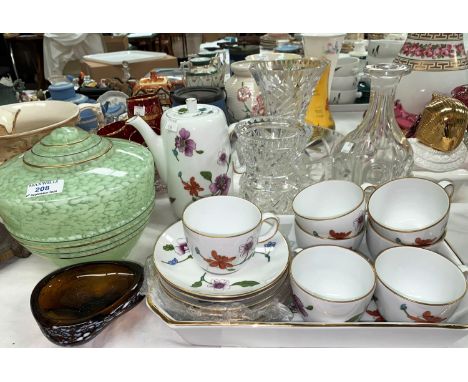 A Royal Worcester Astley tea set, 12 pieces and a dish; a selection of cut and coloured glassware 