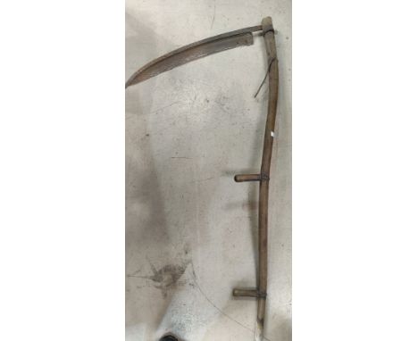 A 19th century scythe; a selection of      including a       cuckoo clock etc 