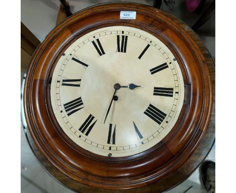 A Victorian mahogany cased school clock with circular dial, single train fusee movement (no pendulum) 
