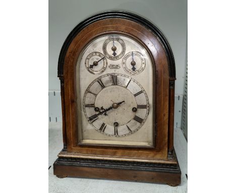 A walnut cased bracket clock by W. Batty &amp; sons Manchester with movement chiming on four or eight gongs 