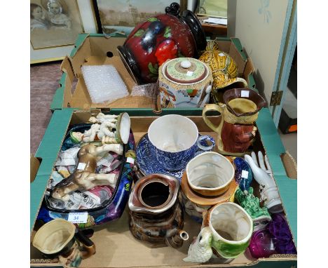 A Rubens Ware "Pomegranate" rectangular dish; toby jugs, biscuit barrel; other decorative china 