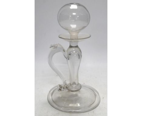 An 18th century glass lacemaker's lamp, 20cm. Condition - good