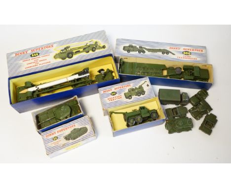 Ten Dinky Toys and Supertoys military vehicles, including four boxed examples; Missile Erector Vehicle with Corporal Missile 